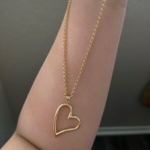 18K Real Gold Heart Pendant Necklace 20”